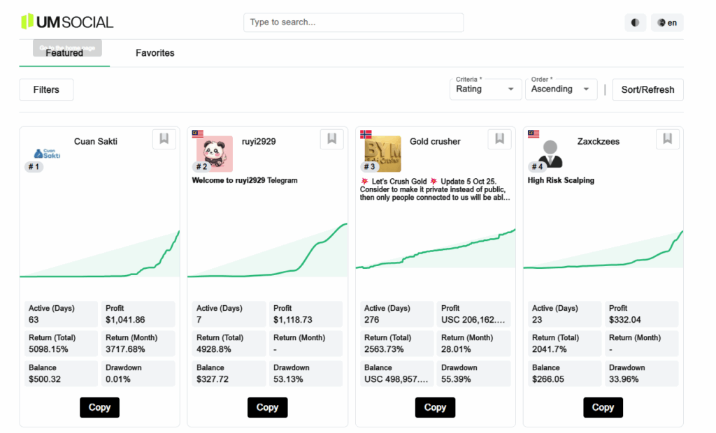 UM Social Copy Trading